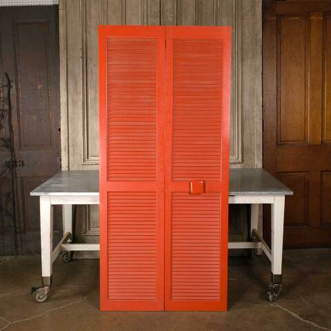 #51300 Vintage Mid-Century Louvered Wood Doors image 4