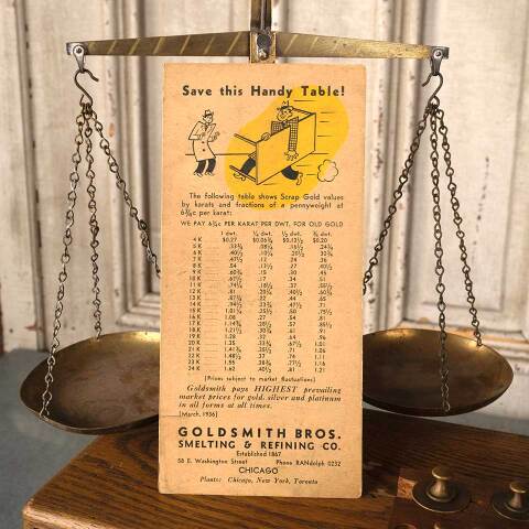 #51625 Antique Brass Balance Scale & Oak Case image 7