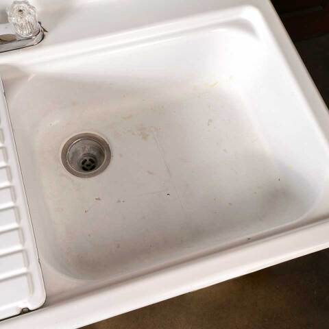 #51634 Vintage Porcelain Enameled Kitchen Sink image 3