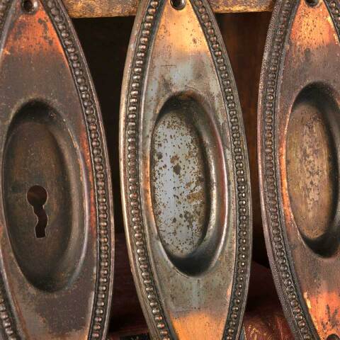 #51730 Antique Oval Pocket Door Pull Handles image 4