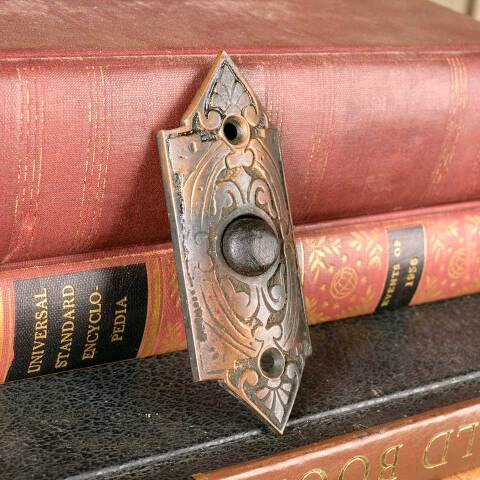 #51761 Antique Ornate Cast Bronze Doorbell image 2