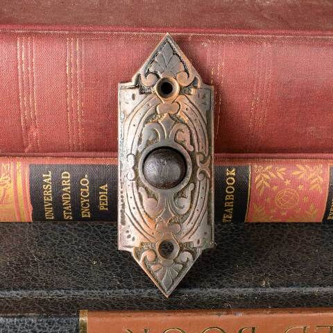 #51761 Antique Ornate Cast Bronze Doorbell image 3