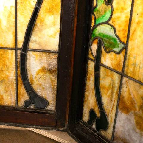 #51762 Salvaged Antique Stained Glass Window Set image 3