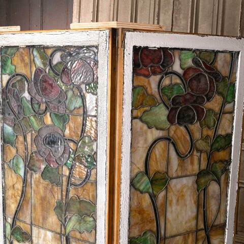 #51762 Salvaged Antique Stained Glass Window Set image 7