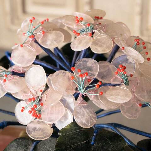 #51900 7" Carved Jade Stone Floral Plant image 3