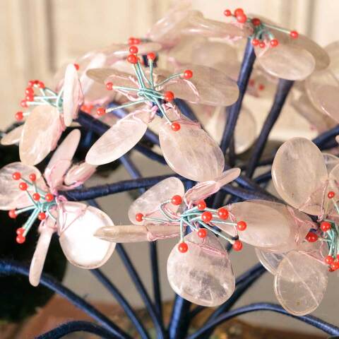 #51900 7" Carved Jade Stone Floral Plant image 6