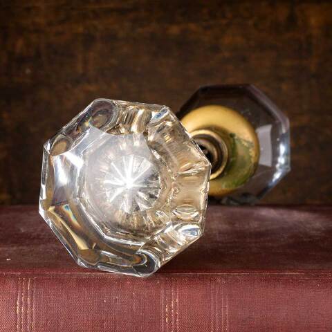#51962 Antique Octagonal Glass Doorknobs Hardware image 2