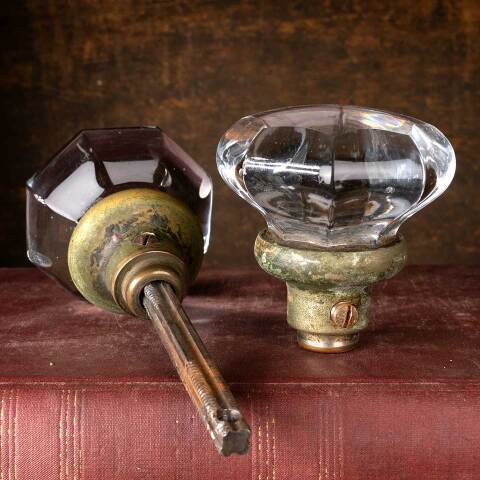 #51962 Antique Octagonal Glass Doorknobs Hardware image 4