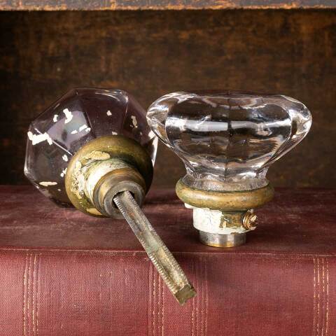 #51965 Antique Octagonal Glass Doorknobs Hardware image 5