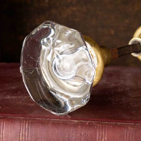 #51966 Antique Octagonal Glass Doorknobs Hardware image 3