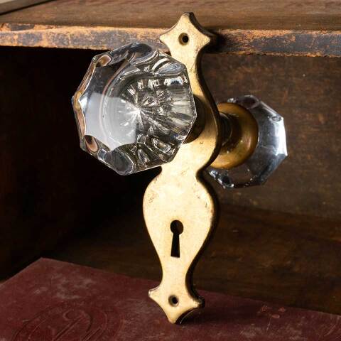 #51967 Antique Glass and Brass Door Hardware Set image 8