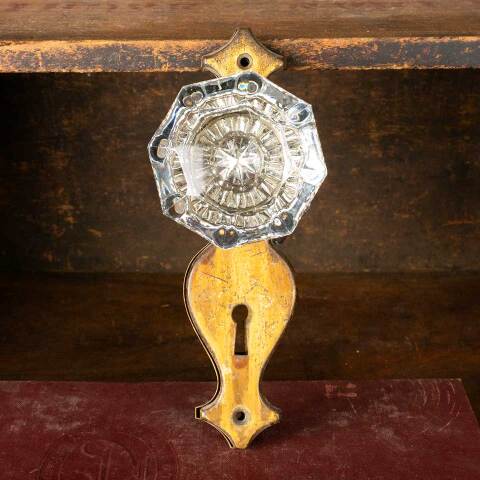 #51967 Antique Glass and Brass Door Hardware Set image 2