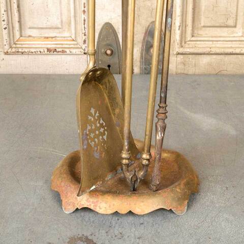 #51976 Antique Brass Fireplace Tool Set image 3