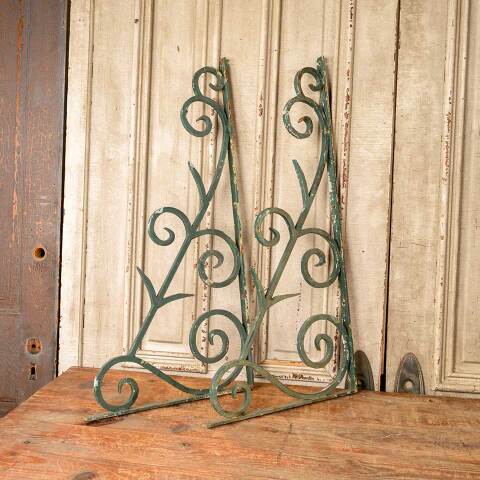 #52010 Set of 2 Vintage Wrought Iron Wall Brackets image 8