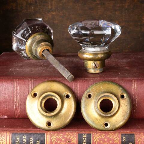 #52094 Antique Glass Doorknob Door Hardware Set image 6