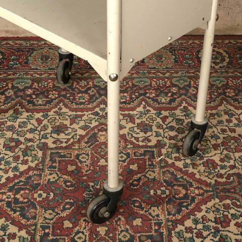 #52118 Vintage Rolling Metal Library Book Cart image 5