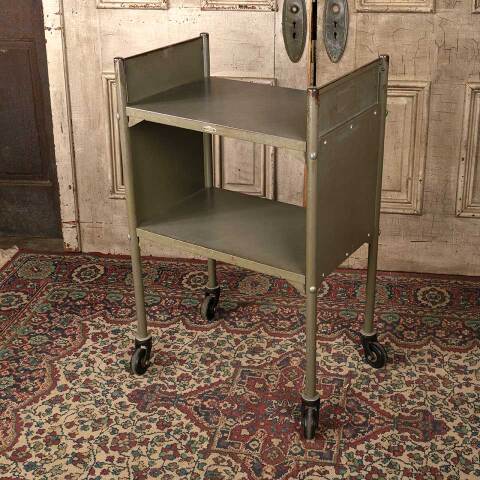 #52122 Vintage Rolling Metal Library Book Cart image 4