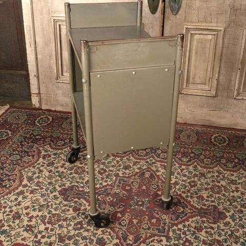 #52122 Vintage Rolling Metal Library Book Cart image 5