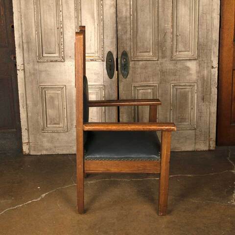 #52133 Antique Carved Oak Gothic Throne Chair image 6