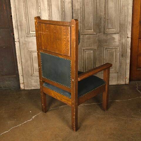 #52133 Antique Carved Oak Gothic Throne Chair image 7