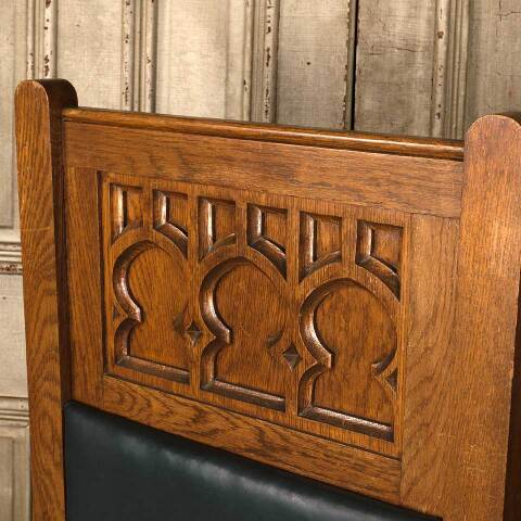 #52133 Antique Carved Oak Gothic Throne Chair image 8