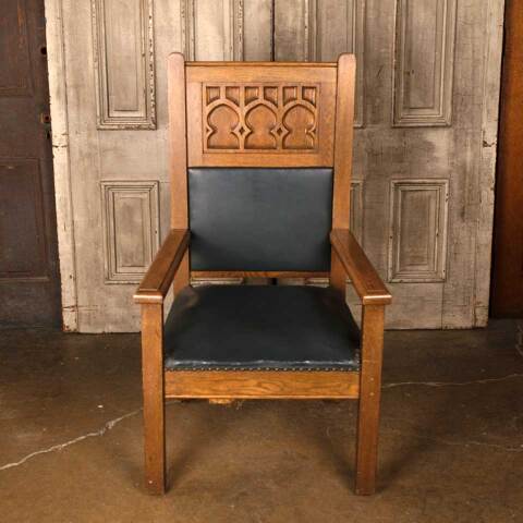 #52134 Antique Carved Oak Gothic Throne Chair image 3