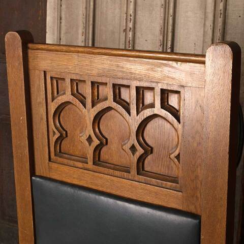 #52134 Antique Carved Oak Gothic Throne Chair image 2