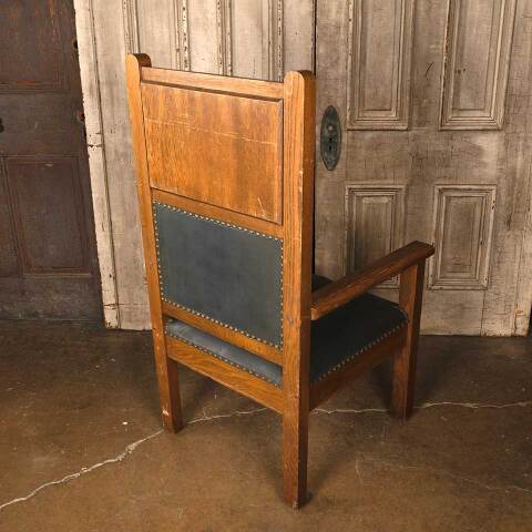 #52134 Antique Carved Oak Gothic Throne Chair image 6