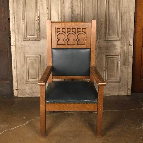 #52135 Antique Carved Oak Gothic Throne Chair image 2