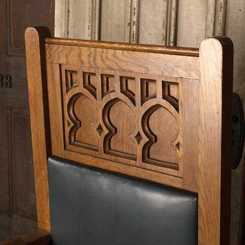 #52135 Antique Carved Oak Gothic Throne Chair image 3