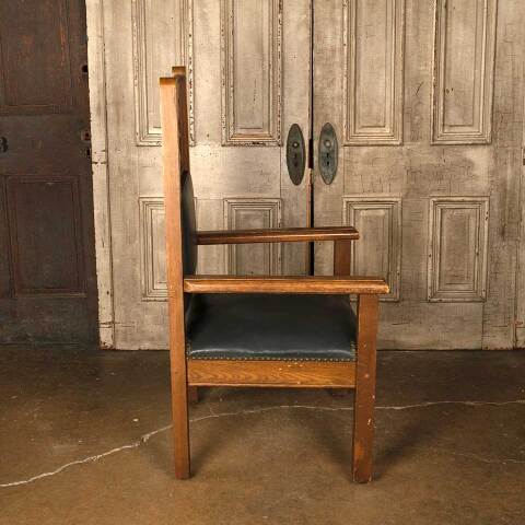 #52135 Antique Carved Oak Gothic Throne Chair image 5