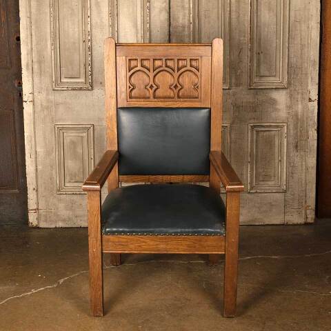 #52136 Antique Carved Oak Gothic Throne Chair image 2