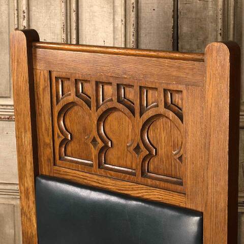#52136 Antique Carved Oak Gothic Throne Chair image 3