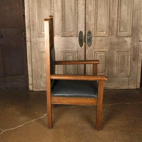 #52136 Antique Carved Oak Gothic Throne Chair image 6