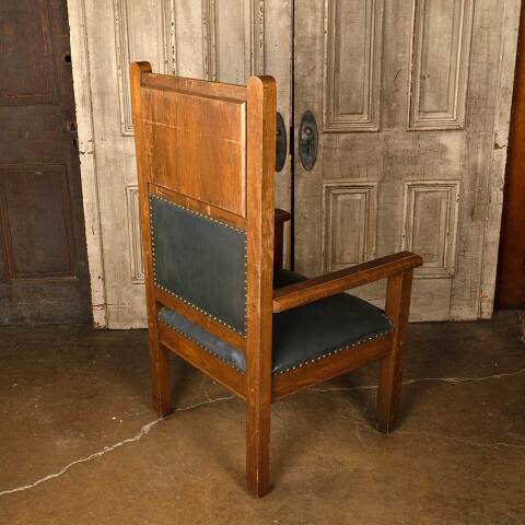 #52136 Antique Carved Oak Gothic Throne Chair image 7