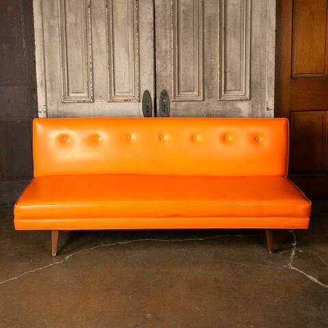 #52138 Vintage Mid-Century Modern Orange Couch image 2