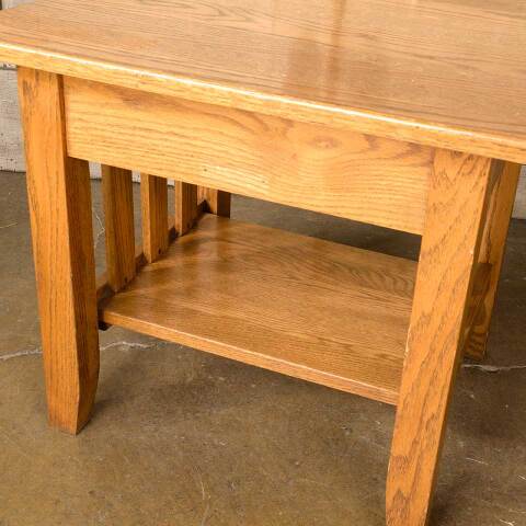 #52142 24x22 Salvaged Solid Oak Wood End Table image 2