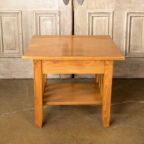 #52142 24x22 Salvaged Solid Oak Wood End Table image 3