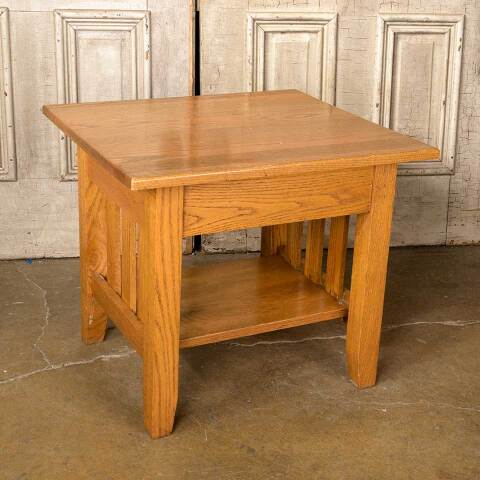 #52142 24x22 Salvaged Solid Oak Wood End Table image 6