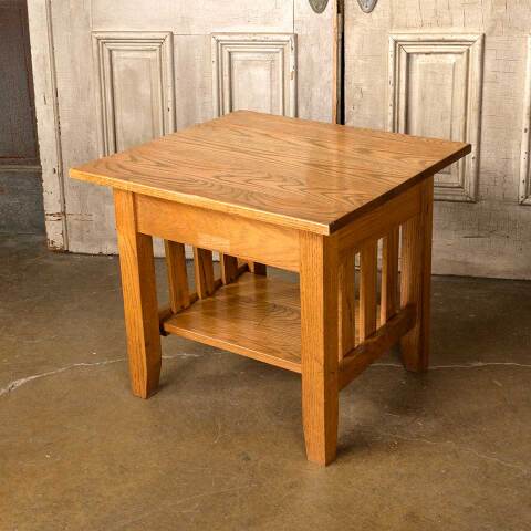 #52146 24x22 Salvaged Solid Oak Wood End Table image 6