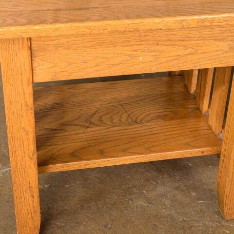 #52146 24x22 Salvaged Solid Oak Wood End Table image 2