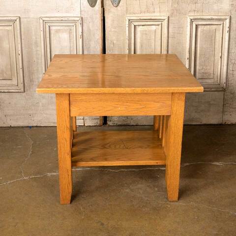 #52146 24x22 Salvaged Solid Oak Wood End Table image 3
