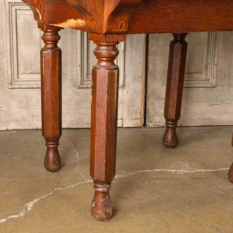 #52231 Salvaged Antique Oak Kitchen / Parlor Table image 3