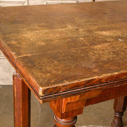 #52231 Salvaged Antique Oak Kitchen / Parlor Table image 6