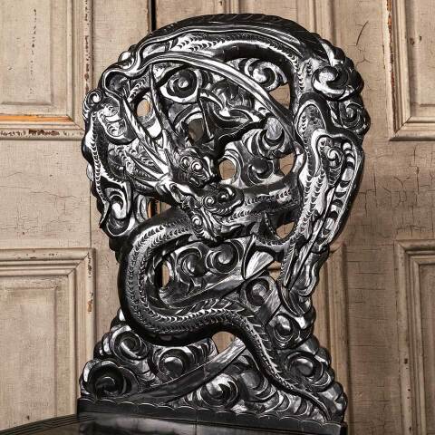 #52239 Antique Ornate Carved Wood Dragon Chair image 4