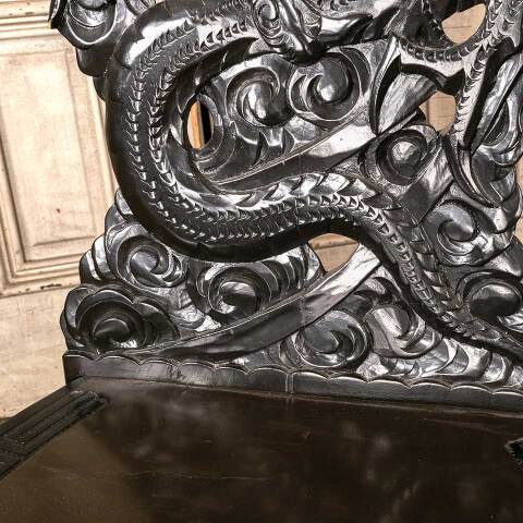 #52239 Antique Ornate Carved Wood Dragon Chair image 8