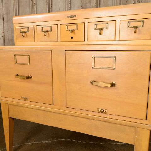 #52258 Vintage Maple Card Catalog / File Drawer Unit image 7