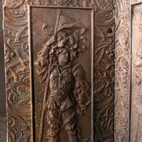 #52387 Salvaged Antique Cast Iron Fireplace Fireback image 7