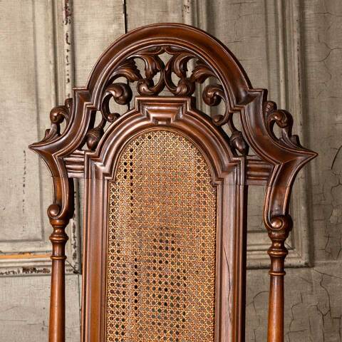 #52409 Antique Carved Wood High Back Armchair image 2