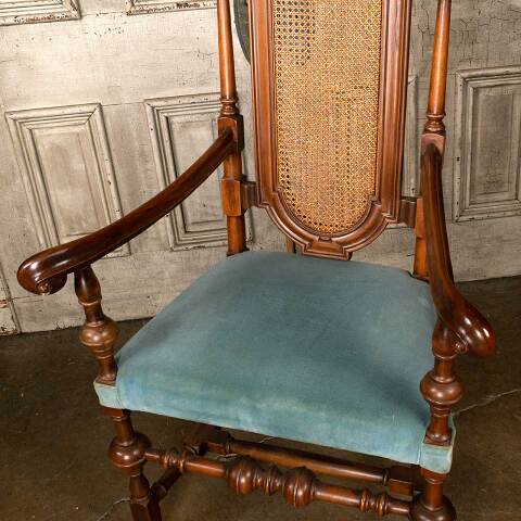 #52409 Antique Carved Wood High Back Armchair image 3